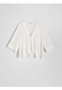Reserved - Bluzka z wiskozą - biały. Kolor: biały. Materiał: wiskoza