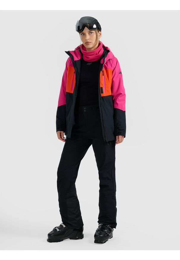 4f - 4F Kurtka narciarska membrana 10000 damska - różowa XXL. Kolor: różowy. Materiał: materiał, skóra. Wzór: gładki. Sezon: zima