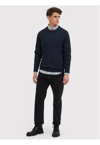 Selected Homme Sweter New Coban 16079780 Granatowy Regular Fit. Kolor: niebieski. Materiał: wełna #3