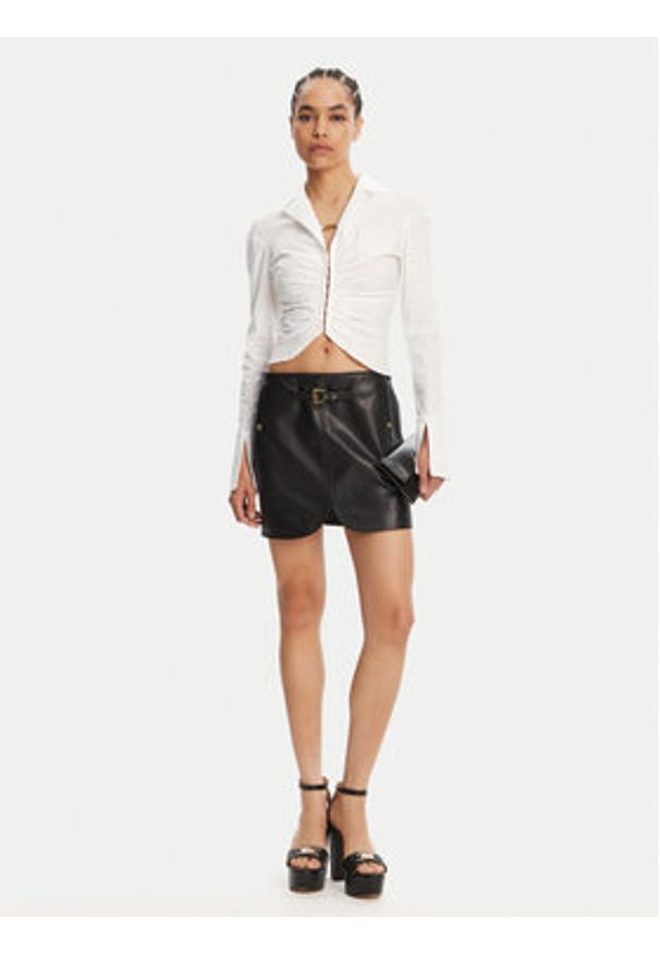 Versace Jeans Couture Spódnica skórzana 78HAEP02 Czarny Regular Fit. Kolor: czarny. Materiał: skóra
