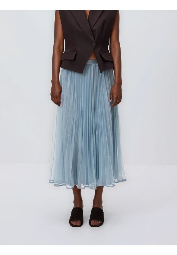 Reserved - Spódnica midi - jasnoniebieski. Kolor: niebieski. Materiał: tiul