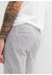 bonprix - Bermudy z przewiewnej mieszanki lnu, regular fit. Kolor: niebieski. Materiał: len. Wzór: paski #3