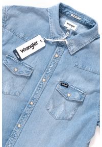 Wrangler - KOSZULA JEANSOWA MĘSKA WRANGLER SS FESTIVAL SHIRT ACID BLEACH W5A08LW3E. Materiał: jeans. Długość rękawa: krótki rękaw. Długość: krótkie #5