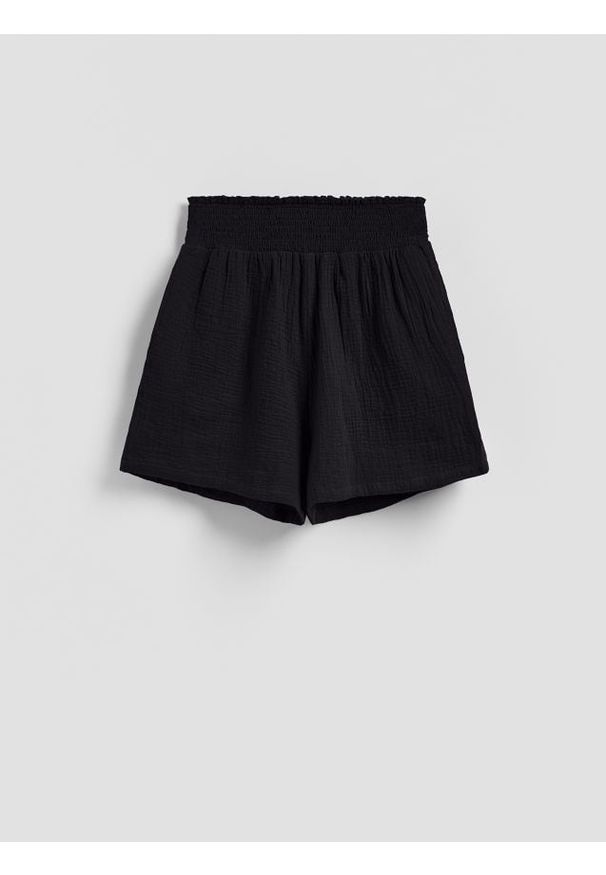 Reserved - Muślinowe szorty - czarny. Kolor: czarny. Materiał: bawełna