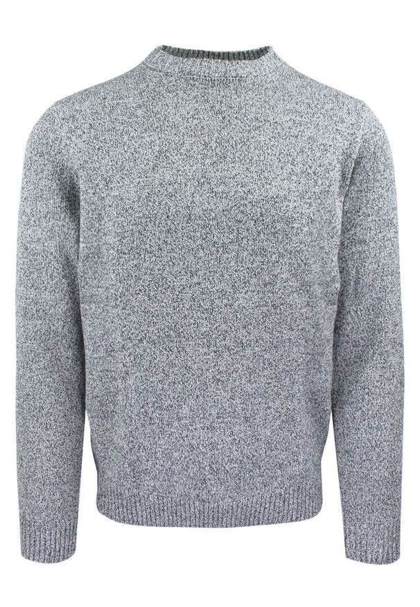 Bawełniany Sweter z Okrągłym Dekoltem - Adriano Guinari - Popielaty Melanż. Okazja: do pracy, na co dzień, na spotkanie biznesowe. Kolor: szary. Materiał: bawełna. Wzór: melanż. Styl: klasyczny, casual, elegancki, biznesowy