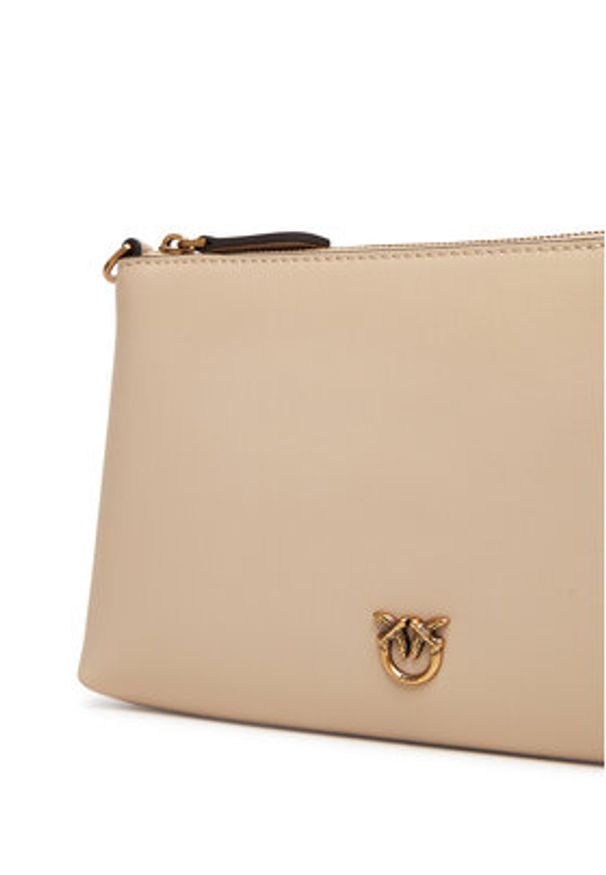 Pinko - PINKO Torebka Flat Horizontal Mini AI 25-26 104277 A0F1 Beżowy. Kolor: beżowy. Materiał: skórzane