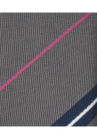 Klasyczny Krawat Klubowy - Alties - Popielato-Beżowy w Prążek. Kolor: brązowy, beżowy, wielokolorowy. Materiał: tkanina. Wzór: prążki. Styl: klasyczny #4