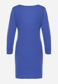 Born2be - Granatowa Sukienka Kopertowa z Ozdobnym Marszczeniem Ohildria. Kolor: niebieski. Typ sukienki: kopertowe. Styl: elegancki #7