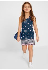 bonprix - Letnia sukienka dziewczęca. Kolor: niebieski. Materiał: materiał. Wzór: nadruk, aplikacja. Sezon: lato #3