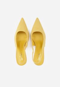Renee - Żółte Sandały Slingback na Szpilce z Imitacji Zamszu Carilona. Zapięcie: bez zapięcia. Kolor: żółty. Materiał: zamsz. Sezon: lato. Obcas: na szpilce. Wysokość obcasa: średni #3