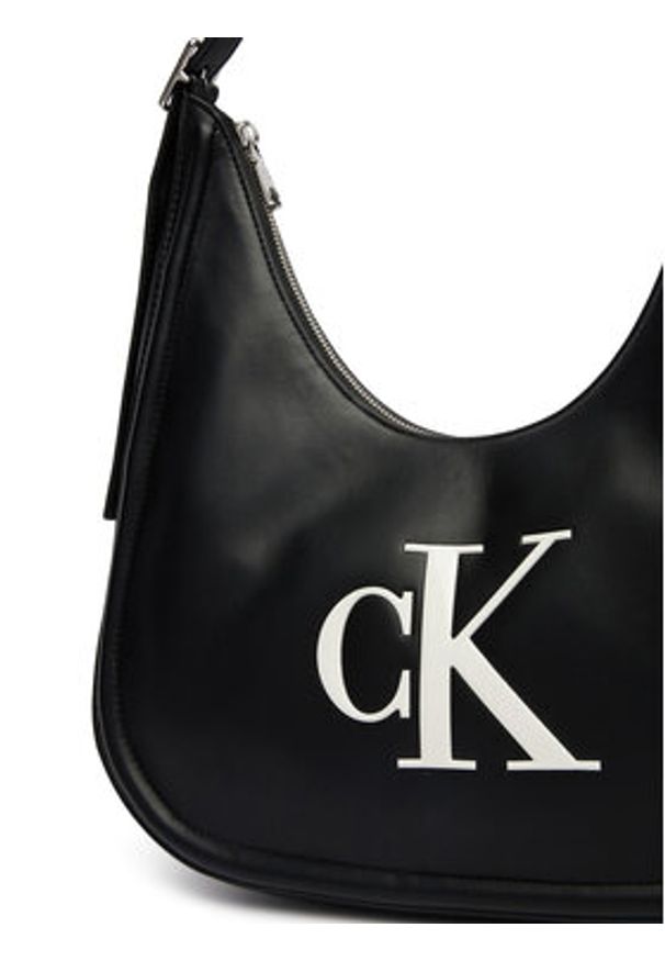 Calvin Klein Torebka Bold Ck Crescent LV04F3427G Czarny. Kolor: czarny. Materiał: skórzane