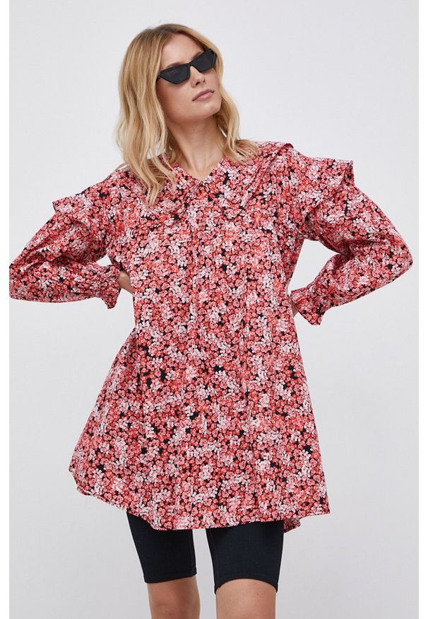 Vero Moda Sukienka bawełniana kolor różowy mini rozkloszowana. Kolor: różowy. Materiał: bawełna. Długość rękawa: długi rękaw. Typ sukienki: rozkloszowane. Długość: mini