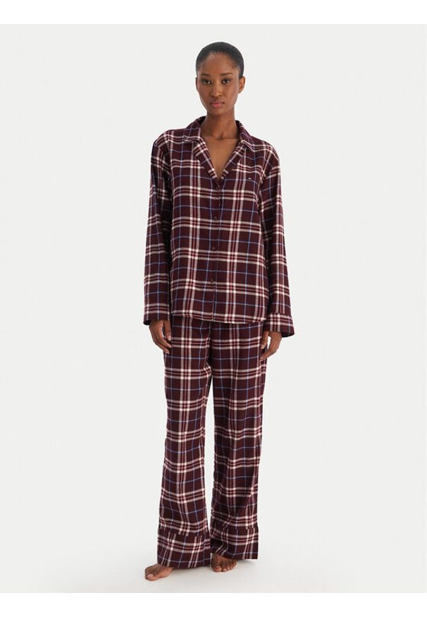 TOMMY HILFIGER - Tommy Hilfiger Piżama UW0UW06158 Bordowy Regular Fit. Kolor: czerwony. Materiał: syntetyk, wiskoza