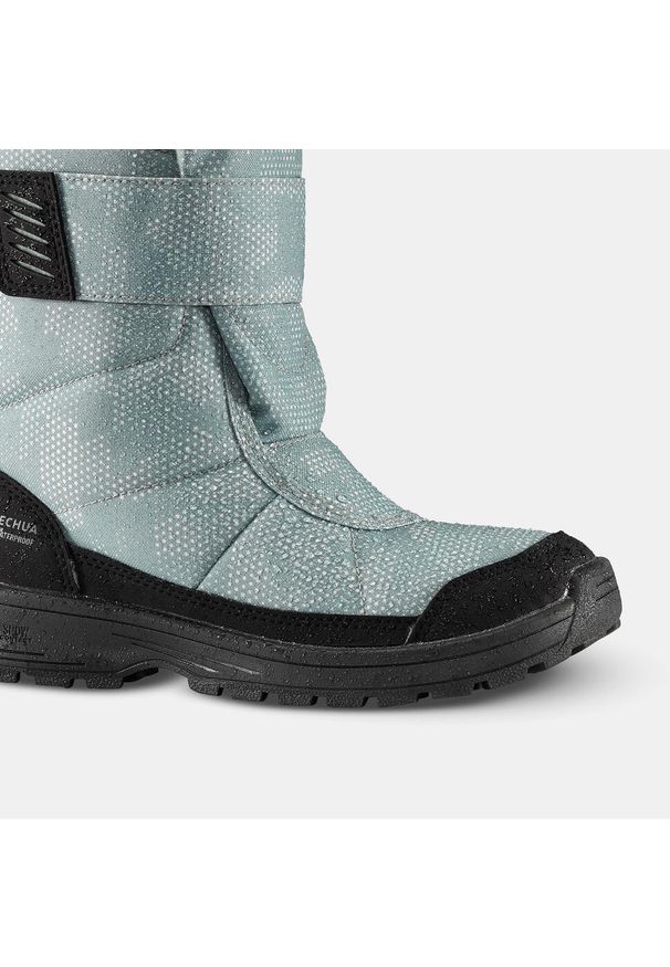 quechua - Buty turystyczne śniegowce dla dzieci Quechua SH100 Warm wodoodporne. Okazja: na uczelnię, na spacer. Zapięcie: rzepy. Kolor: zielony. Materiał: materiał. Sezon: zima. Sport: turystyka piesza, narciarstwo