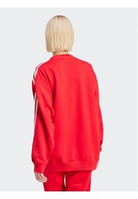 Adidas - adidas Bluza 3-Stripes IN8487 Czerwony Oversize. Kolor: czerwony. Materiał: bawełna