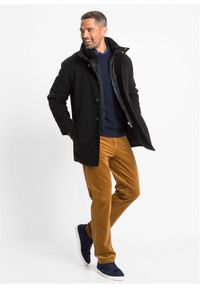 bonprix - Zimowa kurtka z z wiatrochronem, z materiału w optyce wełny. Kolor: czarny. Materiał: wełna, materiał. Długość: długie. Sezon: zima. Styl: sportowy #2