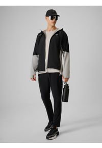 4f - 4F Bluza do biegania regular z kapturem męska - szara L. Typ kołnierza: kaptur. Kolor: szary. Materiał: materiał #2