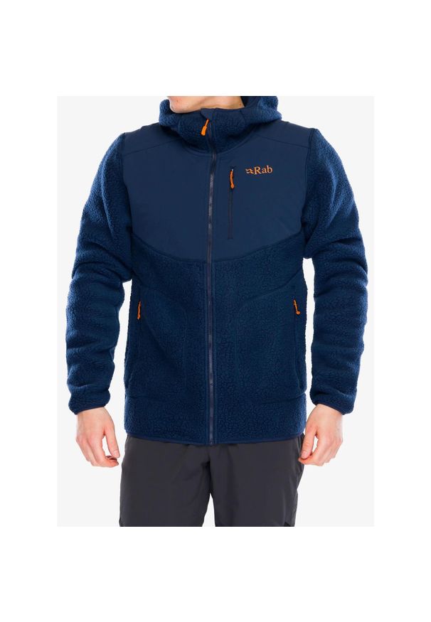 Kurtka polarowa męska Rab Outpost Hoody. Kolor: niebieski. Materiał: polar. Sport: turystyka piesza