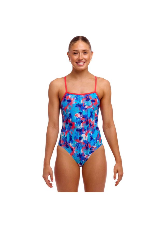 Strój do pływania FUNKITA Messy Messy Messy - Single Strap. Kolor: niebieski