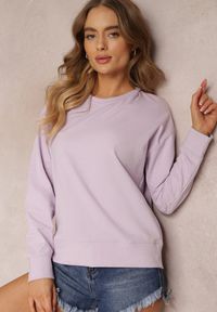 Renee - Fioletowa Bluza z Długim Rękawem i Okrągłym Dekoltem Miyoko. Kolor: fioletowy. Materiał: dzianina. Długość rękawa: długi rękaw. Długość: długie. Wzór: gładki