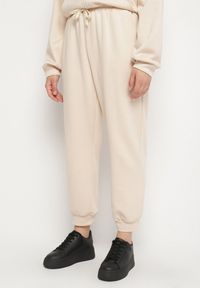 Born2be - Beżowy Komplet Dresowy Rozpinana Bluza i Spodnie Joggery z Bawełną Anarrise. Kolor: beżowy. Materiał: dresówka, bawełna #3