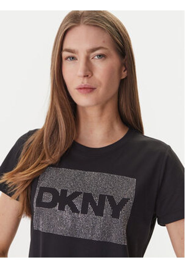 DKNY T-Shirt DJ6T1701 Czarny Regular Fit. Kolor: czarny. Materiał: bawełna