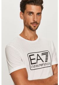 EA7 Emporio Armani - T-shirt. Okazja: na co dzień. Kolor: biały. Wzór: nadruk. Styl: casual