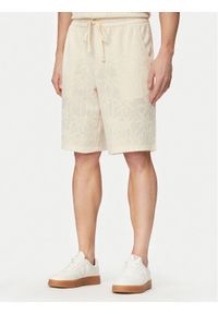 Guess Szorty sportowe F6GD03 kremKG362 Kremowy Regular Fit. Kolor: kremowy. Materiał: bawełna. Styl: sportowy #1