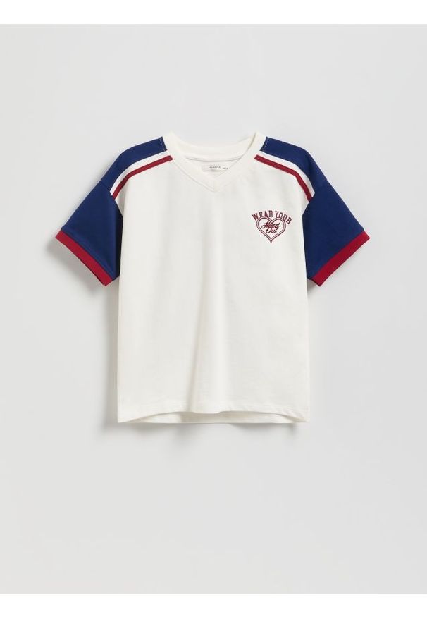 Reserved - T-shirt z nadrukiem na plecach - wielobarwny. Materiał: bawełna. Wzór: nadruk