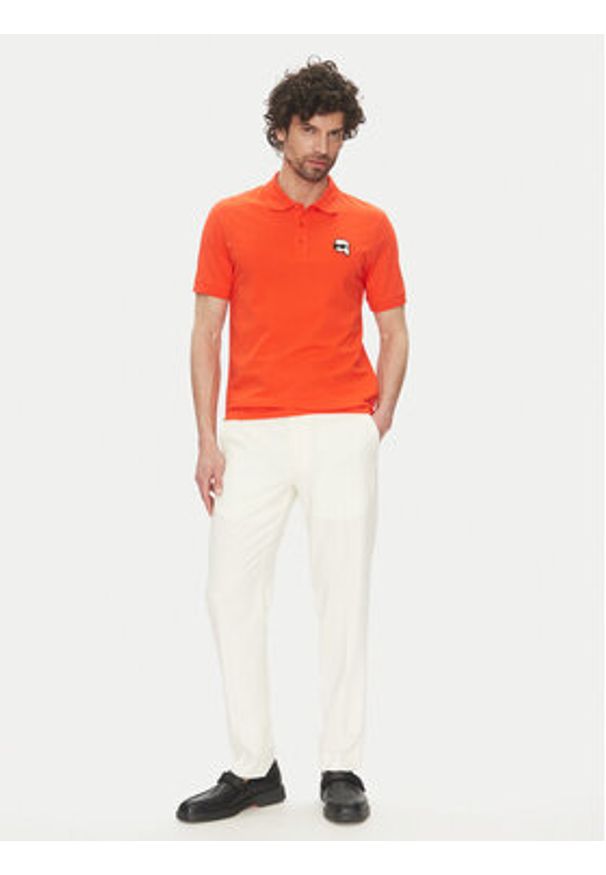 Karl Lagerfeld - KARL LAGERFELD Polo 745710 552224 Czerwony Regular Fit. Typ kołnierza: polo. Kolor: czerwony. Materiał: bawełna