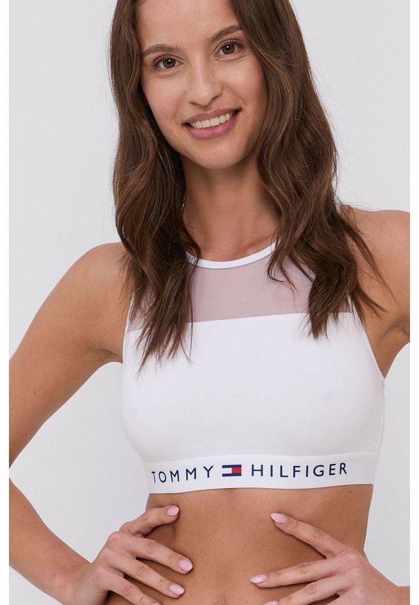TOMMY HILFIGER - Tommy Hilfiger biustonosz kolor biały transparentny. Kolor: biały. Materiał: dzianina