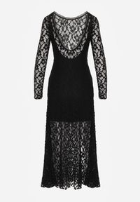 Renee - Czarna Elegancka Sukienka z Koronki z Odkrytymi Plecami Lilafera. Okazja: na co dzień. Typ kołnierza: dekolt na plecach. Kolor: czarny. Materiał: koronka. Długość rękawa: na ramiączkach. Wzór: koronka. Styl: elegancki #2