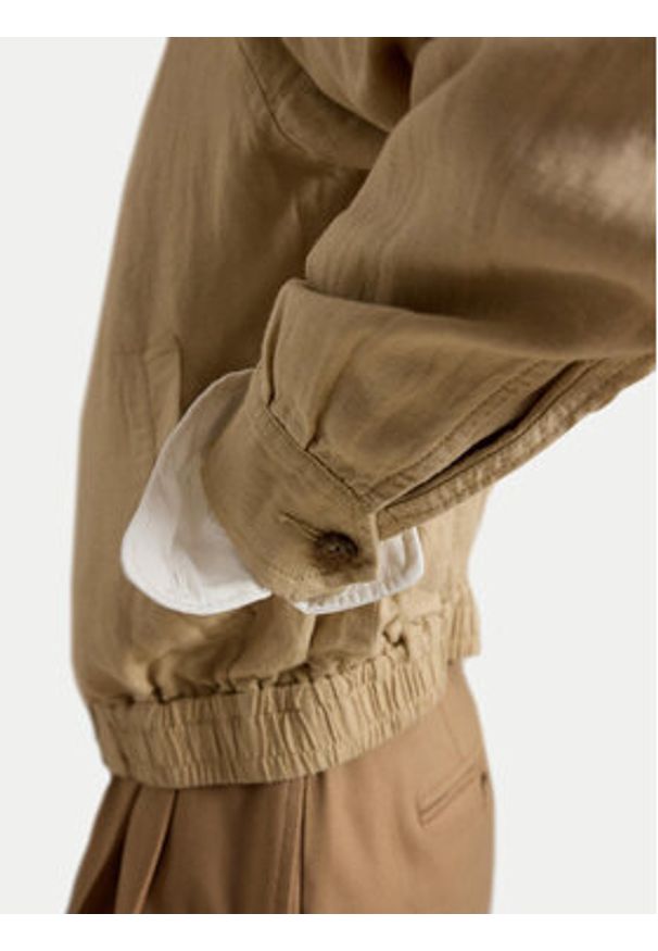 Polo Ralph Lauren Kurtka przejściowa 211938915008 Beżowy jasny Relaxed Fit. Typ kołnierza: polo. Kolor: beżowy. Materiał: len