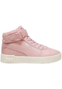 Buty Puma Carina 2.0 Mid Wtr Jr 387380 03 różowe. Okazja: na co dzień. Zapięcie: rzepy. Kolor: różowy. Materiał: guma, syntetyk, skóra ekologiczna. Szerokość cholewki: normalna