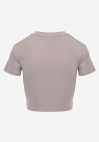 Born2be - Jasnoszary Krótki T-shirt w Stylu Basic z Minimalistycznym Nadrukiem Orithana. Okazja: na co dzień. Kolor: szary. Materiał: jeans. Długość: krótkie. Wzór: nadruk. Styl: sportowy, casual #7