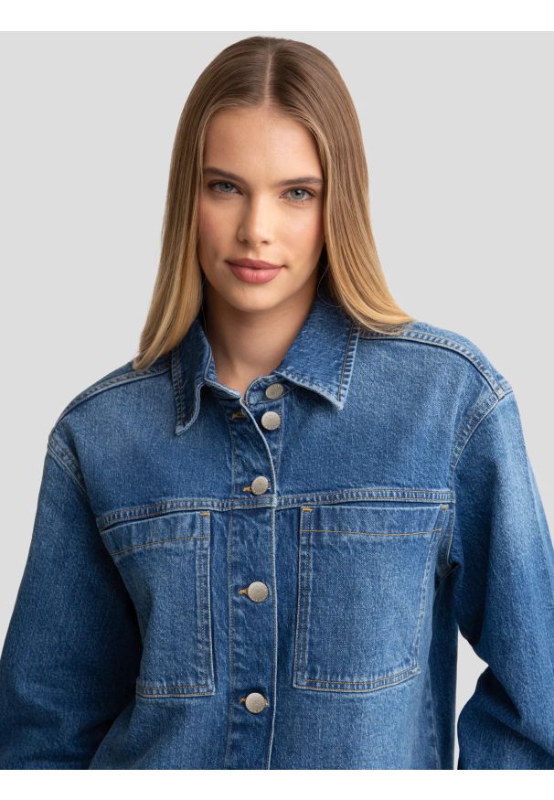 Big-Star - Koszula damska jeansowa niebieska Brenda 474. Okazja: na co dzień. Kolor: niebieski. Materiał: jeans. Styl: klasyczny, casual