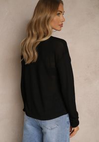 Renee - Czarny Rozpinany Kardigan z Wiskozą Parvanis. Okazja: na co dzień. Kolor: czarny. Materiał: wiskoza. Wzór: aplikacja. Styl: elegancki, casual #5
