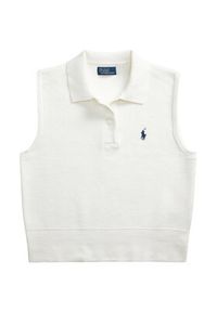 Polo Ralph Lauren Sweter 211970666001 Biały Regular Fit. Typ kołnierza: polo. Kolor: biały. Materiał: bawełna #5