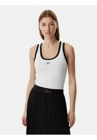 Karl Lagerfeld - KARL LAGERFELD Top B2W17003 Biały Slim Fit. Typ kołnierza: dekolt w karo. Kolor: biały. Materiał: bawełna #1