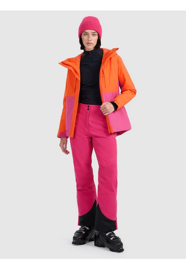 4f - 4F Kurtka narciarska membrana 8000 damska - pomarańczowa XS. Kolor: pomarańczowy. Materiał: poliester, materiał. Wzór: gładki. Sezon: zima