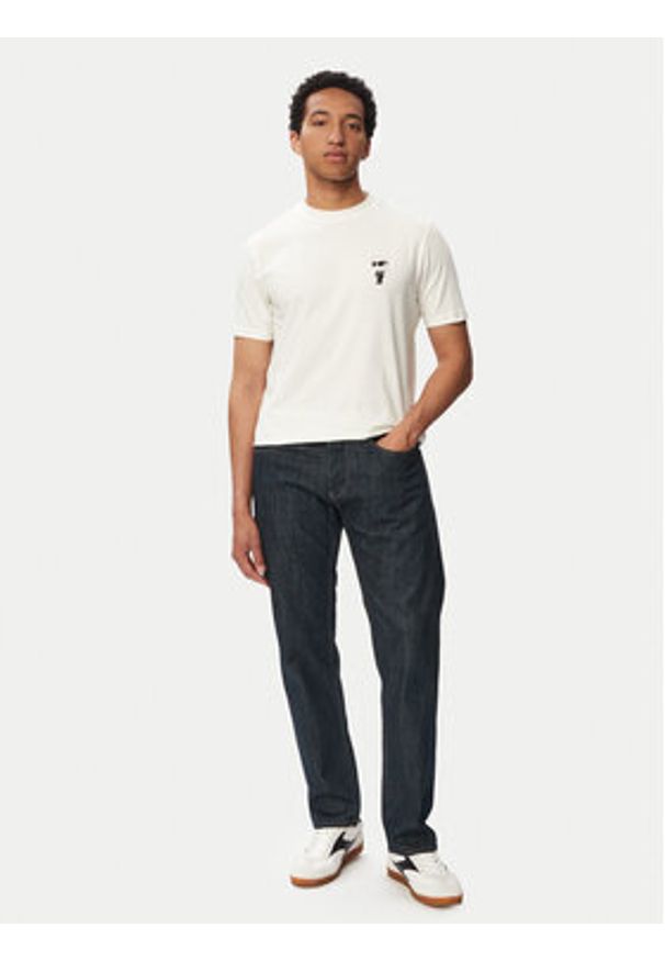 Karl Lagerfeld - KARL LAGERFELD T-Shirt 755048 563235 Biały Regular Fit. Typ kołnierza: dekolt w karo. Kolor: biały. Materiał: bawełna