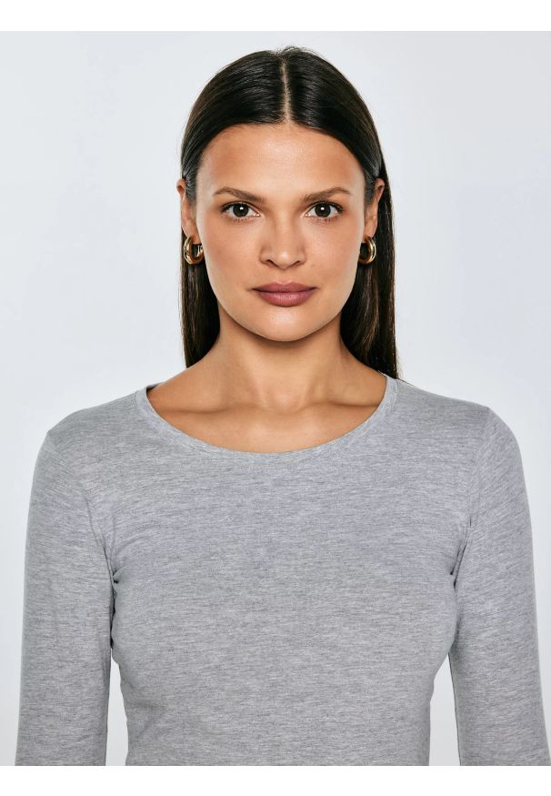 Big-Star - Bluzka damska z długim rękawem szara Classic 991. Kolor: szary. Materiał: jeans, wiskoza, bawełna, elastan. Długość rękawa: długi rękaw. Długość: długie. Wzór: aplikacja. Styl: klasyczny