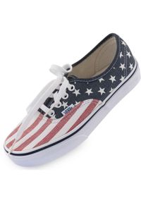 Vans Authentic Van Doren niebieskie, motyw amerykańskiej flagi, rozmiar 36,5. Okazja: na co dzień. Kolor: niebieski, wielokolorowy. Model: Vans Authentic