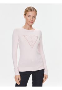 Guess Sweter W4RR53 Z2NQ2 Różowy Slim Fit. Kolor: różowy. Materiał: wiskoza #1