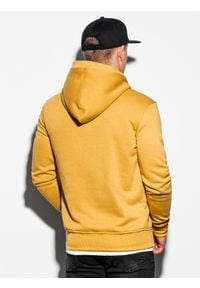 Ombre Clothing - Bluza męska z kapturem B1079 - żółta - XL. Typ kołnierza: kaptur. Kolor: żółty. Materiał: bawełna, poliester #6