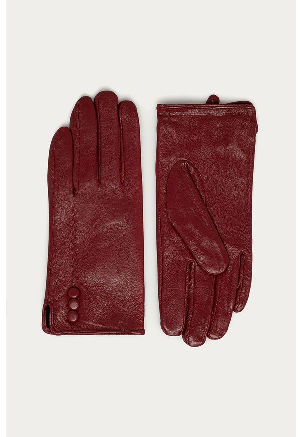 Answear Lab - Rękawiczki skórzane. Kolor: czerwony. Materiał: skóra. Wzór: gładki. Styl: wakacyjny