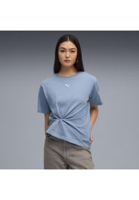 Puma - Damska koszulka o luźnym kroju ESS PUMA Cool Blue. Kolor: niebieski. Wzór: haft. Sport: fitness