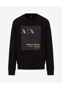 Armani Exchange - ARMANI EXCHANGE - Czarna bluza z logo. Kolor: czarny. Materiał: bawełna. Długość rękawa: długi rękaw. Długość: długie. Wzór: aplikacja. Styl: klasyczny #6