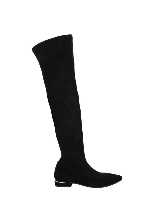 Venezia - KOZAKI Z WYSOKĄ CHOLEWKĄ 80 CAMOSCIO NERO. Wysokość cholewki: przed kolano. Materiał: skóra, syntetyk, zamsz, materiał. Szerokość cholewki: normalna. Obcas: na obcasie. Wysokość obcasa: średni