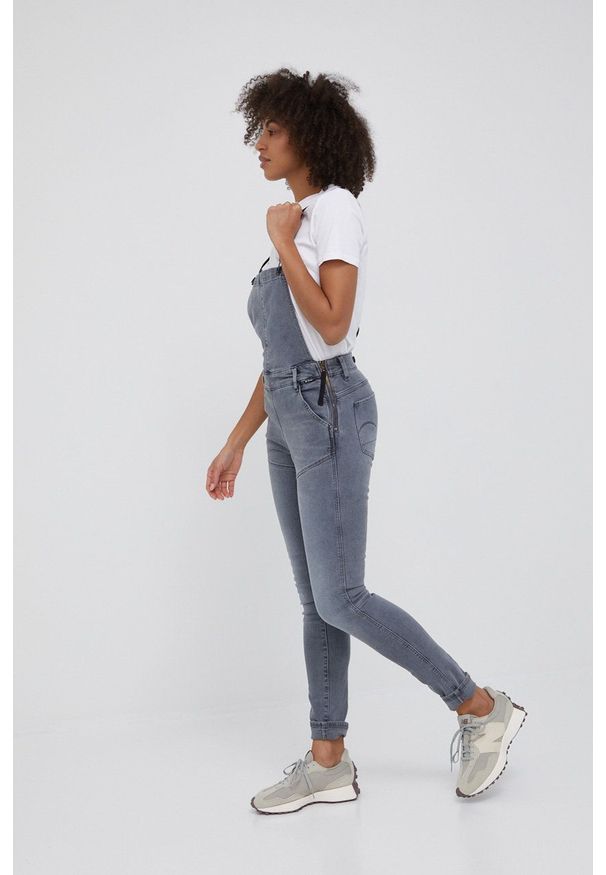 G-Star RAW - G-Star Raw ogrodniczki jeansowe kolor szary. Okazja: na spotkanie biznesowe. Kolor: szary. Styl: biznesowy